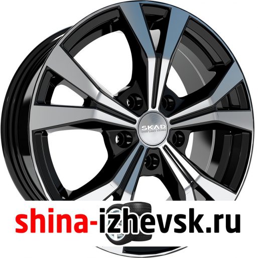 Колесный диск СКАД Нагано 6.5xR16 5×114.3 ET45 DIA60.1 черный глянцевый с полированной лицевой поверхностью в Ижевске